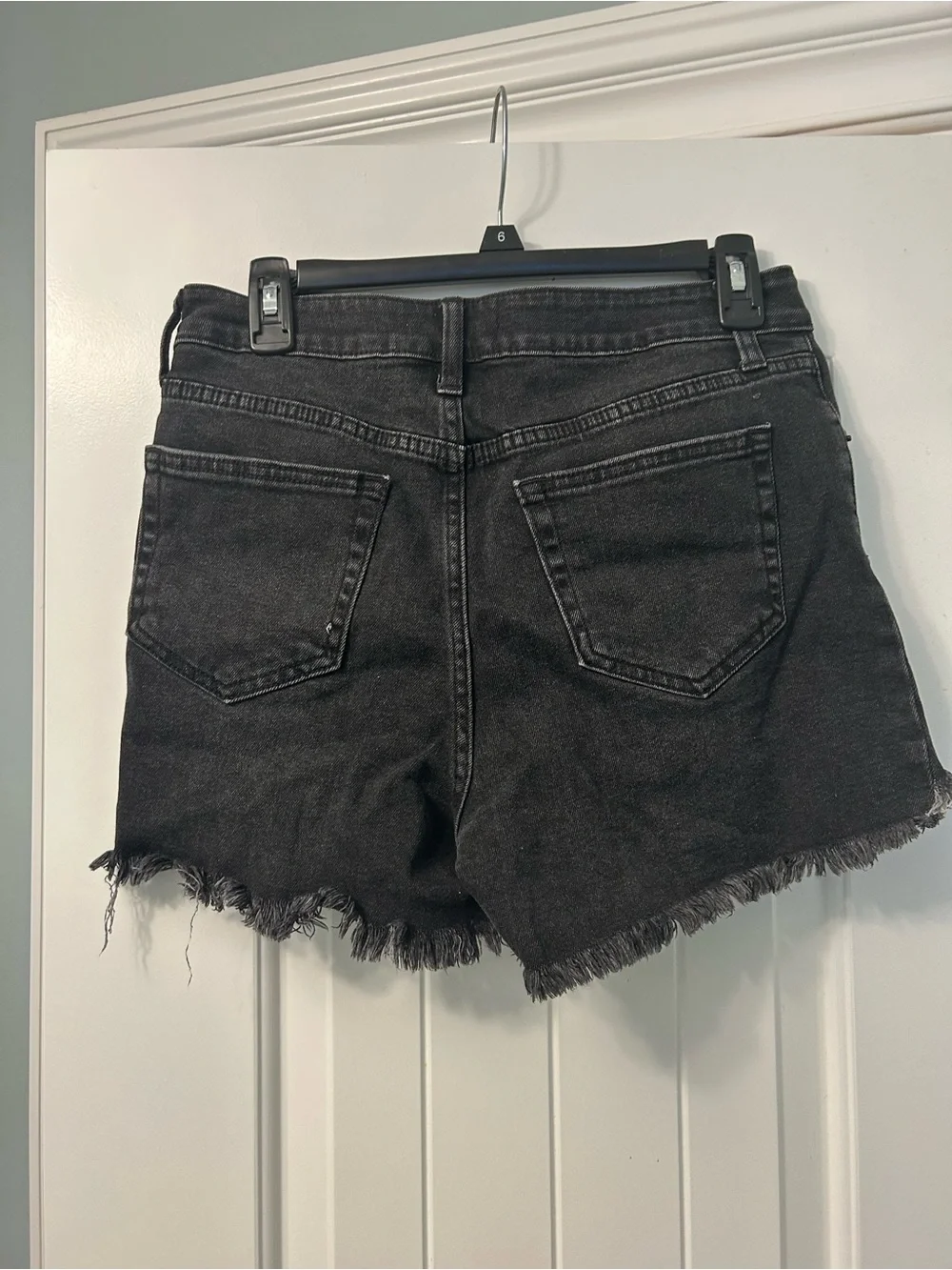 Black Distressed Denim Shorts
